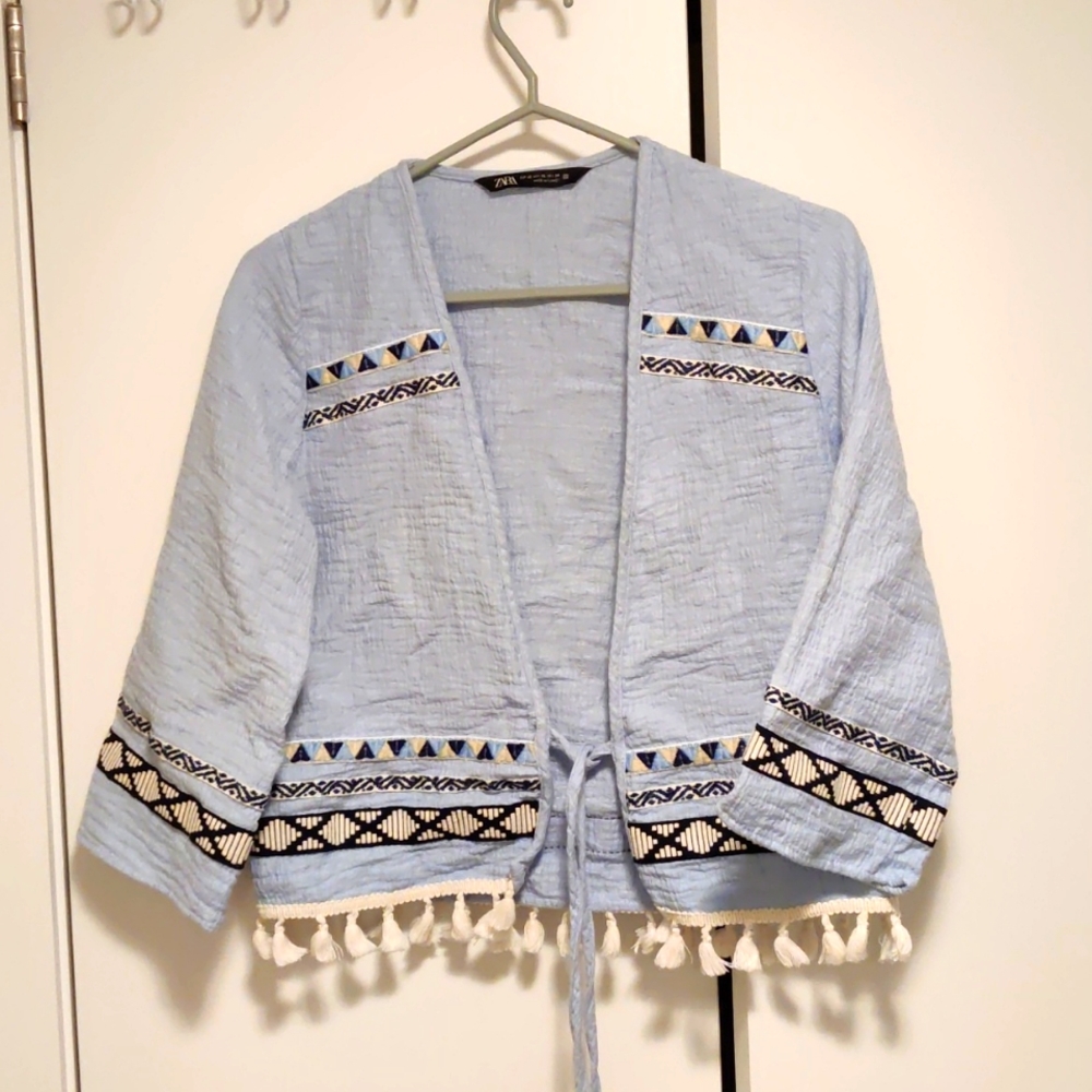 Zara fringed embroidered jacket